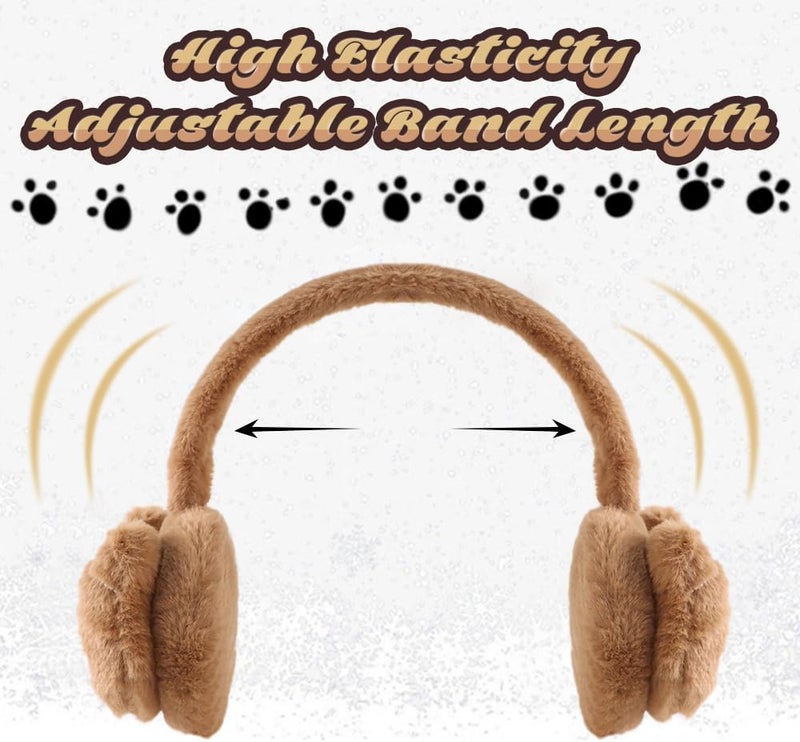 Peecabe Winter Kids Earmuffs Warm Girl Ear Muffs For Toddler Kid Children Earmuff with Cat Ears Girls Ear Warmer (Coffee Bear) - Image 4